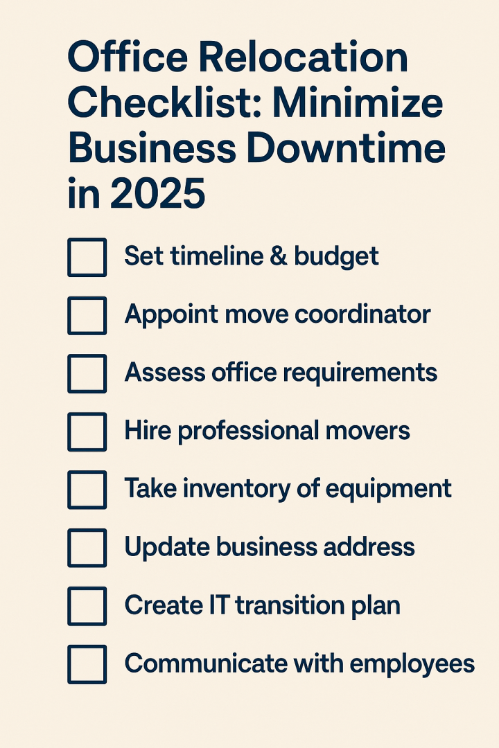 Office Relocation Checklist Minimize Business Downtime in 2025